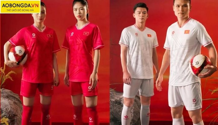 Áo đá bóng ĐTQG Việt Nam được thiết kế với rất nhiều chất liệu đa dạng chẳng hạn như thun co giãn, thun mè co giãn 4 chiều