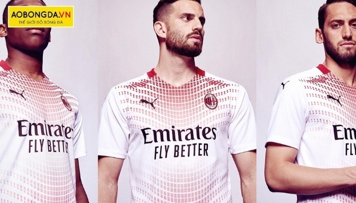Mẫu áo đá banh AC Milan sân khách 2020 nền trắng sáng