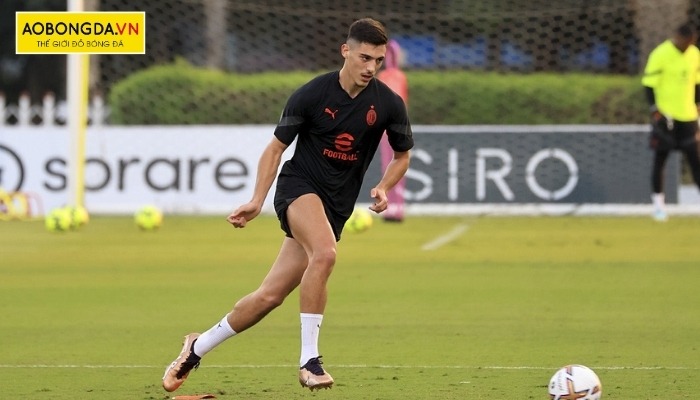 Mẫu áo AC Milan training điểm chút sọc chéo màu xám ở tay áo