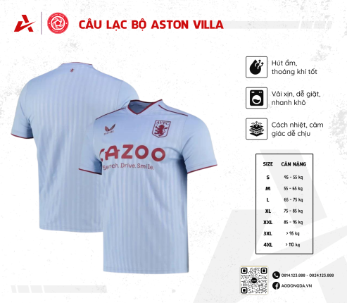 Áo bóng đá CLB Aston Villa sân khách 2024 - 2025