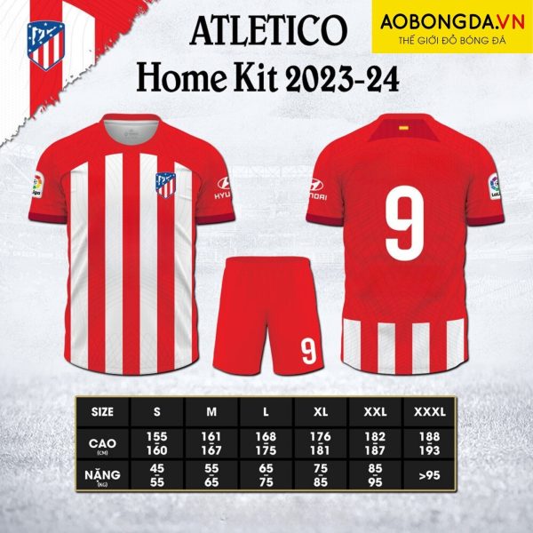 Áo CLB Atletico Madrid Sân Nhà 23/24