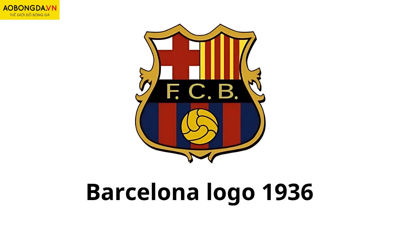 Logo Barcelona giai đoạn 1936 - 1941 có hoạ tiết quả bóng vàng cách điệu bên dưới