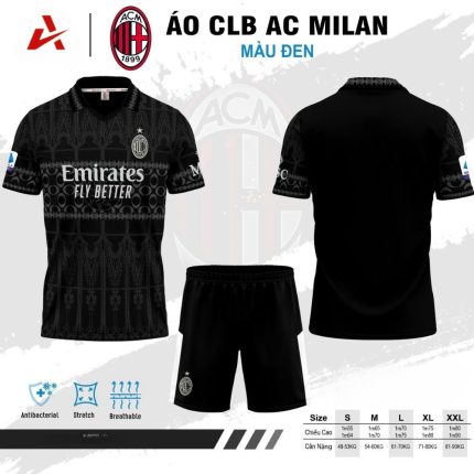 Áo Đá Banh Câu Lạc Bộ AC Milan Đen 2023-2024