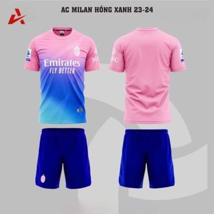 Áo đá banh Clb AC Milan Hồng Xanh 2023-2024